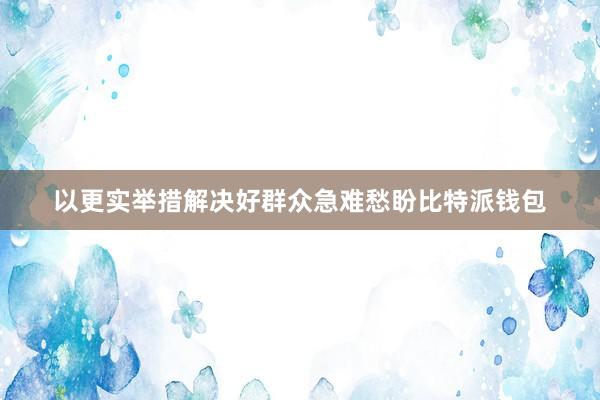 以更实举措解决好群众急难愁盼比特派钱包