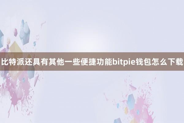 比特派还具有其他一些便捷功能bitpie钱包怎么下载