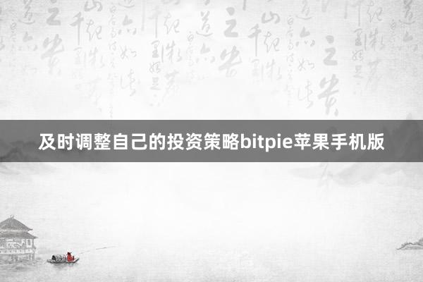 及时调整自己的投资策略bitpie苹果手机版