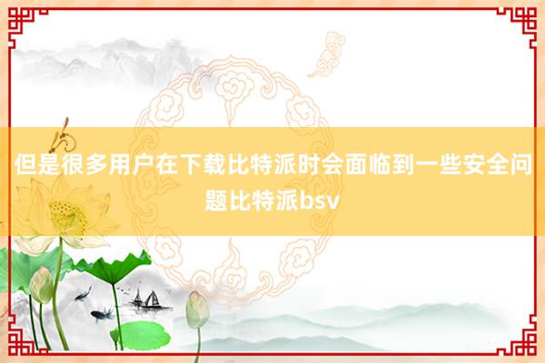 但是很多用户在下载比特派时会面临到一些安全问题比特派bsv