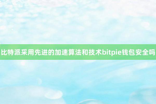 比特派采用先进的加速算法和技术bitpie钱包安全吗