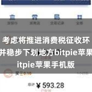 考虑将推进消费税征收环节后移并稳步下划地方bitpie苹果手机版